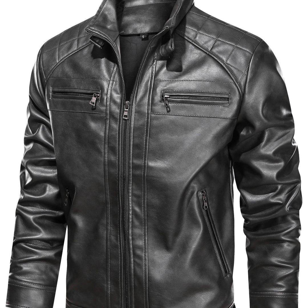 Stand-Collar Biker Jacket for Men