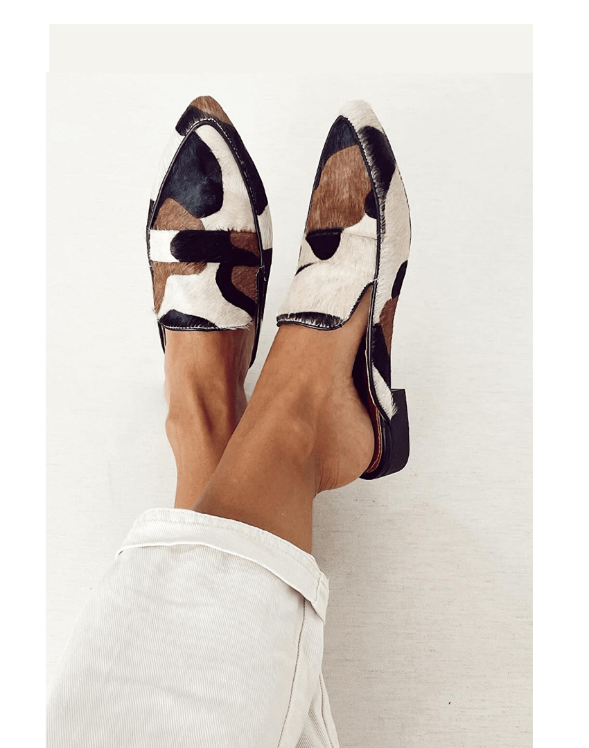 Black And White Chic Patterned Comfort Loafers for Women