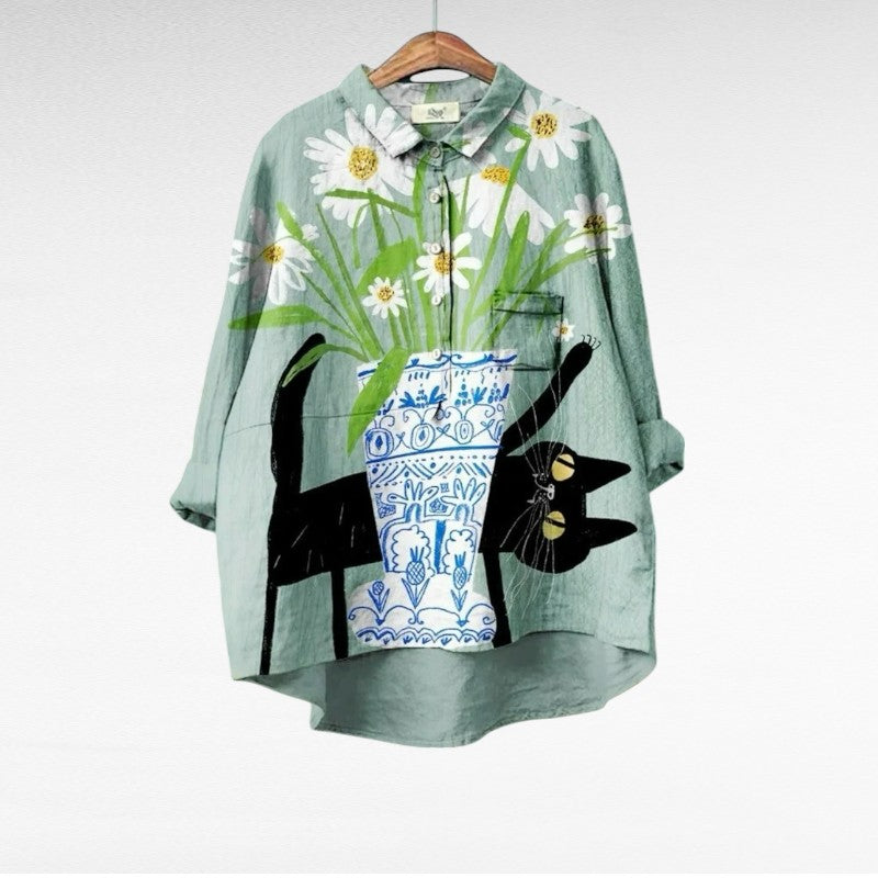 Floral Long Sleeve Blouse for Women, Classic Style
