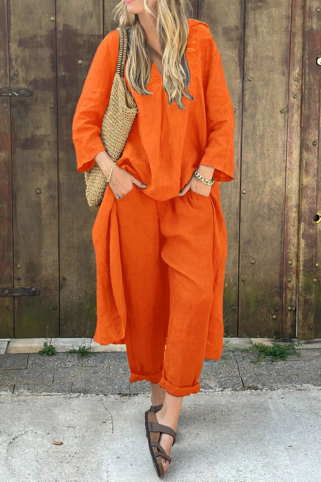Loose V-Neck Set for Women, Elegant Style