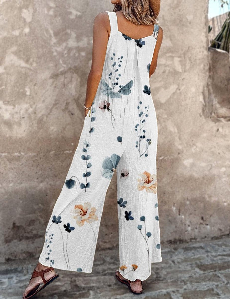 Floral Wide Leg Jumpsuit, Women's Stylish Fit