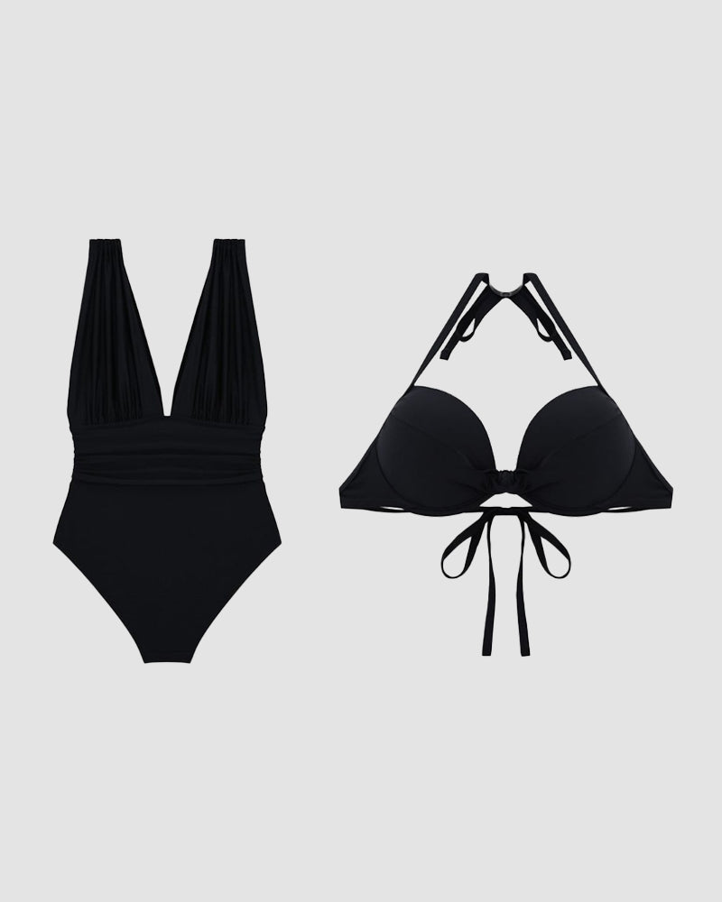Ladies Trendy Deep V-Neck Shaping Swimsuit