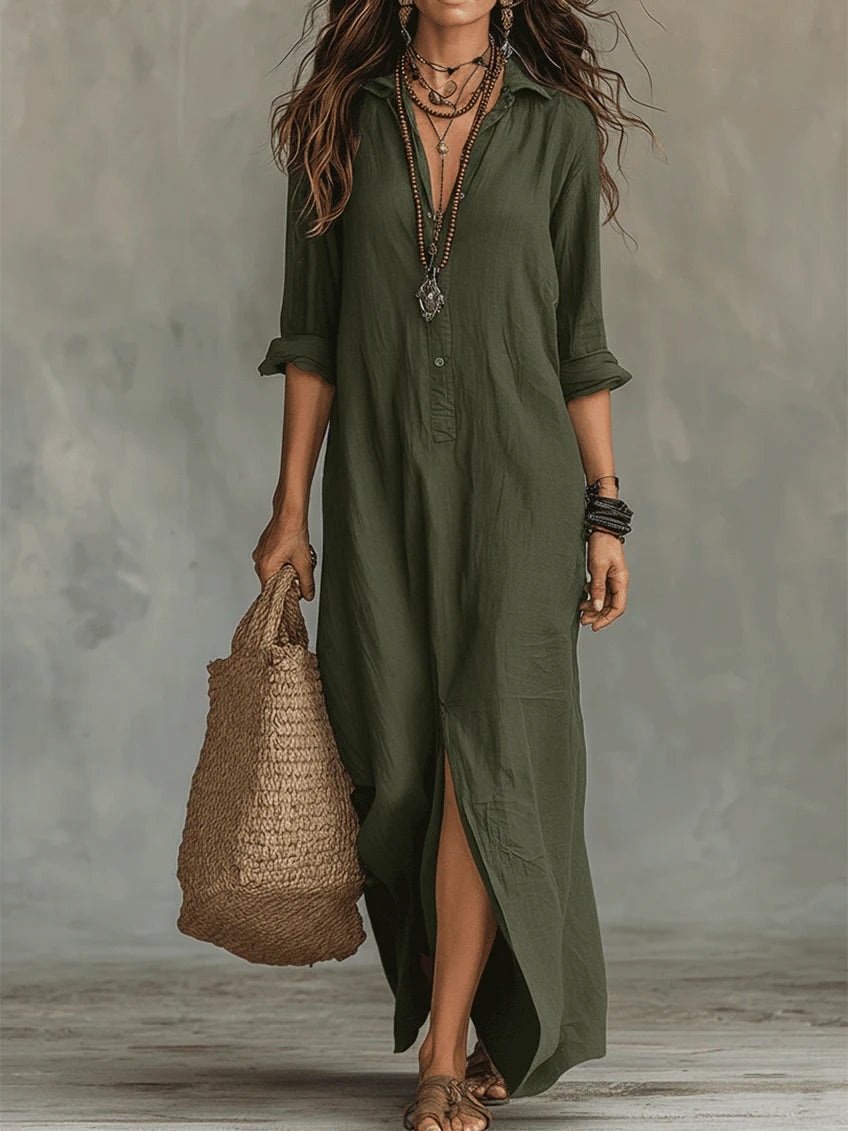 Ladies Elegant Silhouette Flattering Maxi Dress