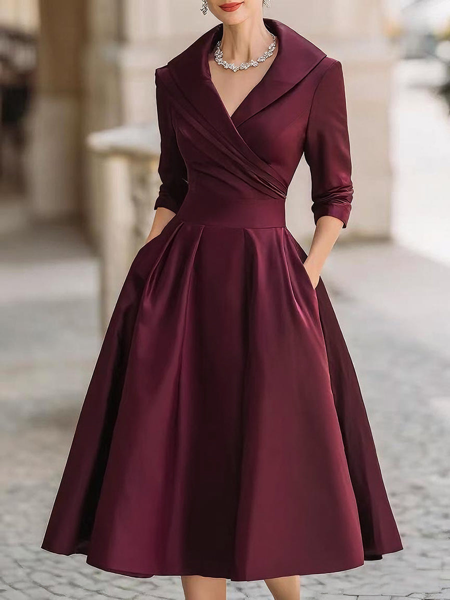 V-Neck Evening Dress, Women's Elegant Fit