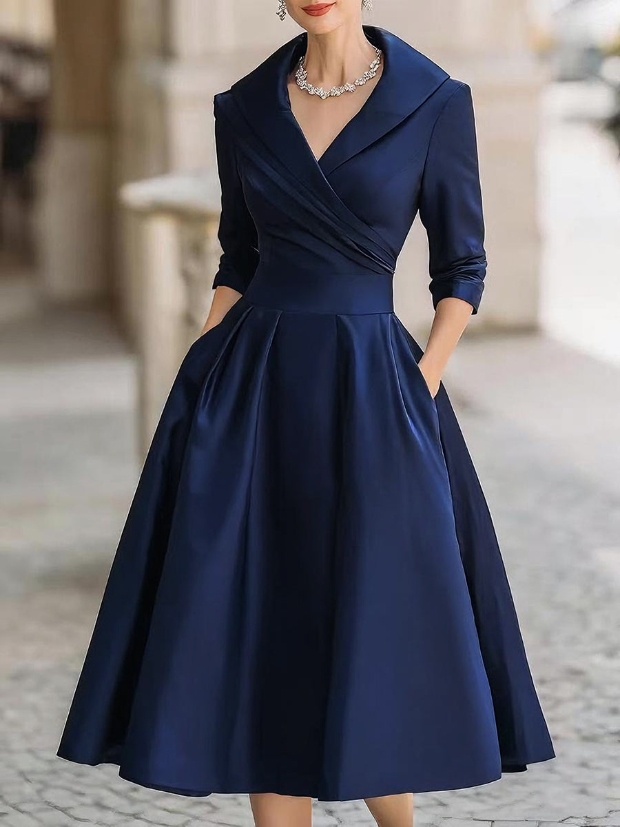 V-Neck Evening Dress, Women's Elegant Fit