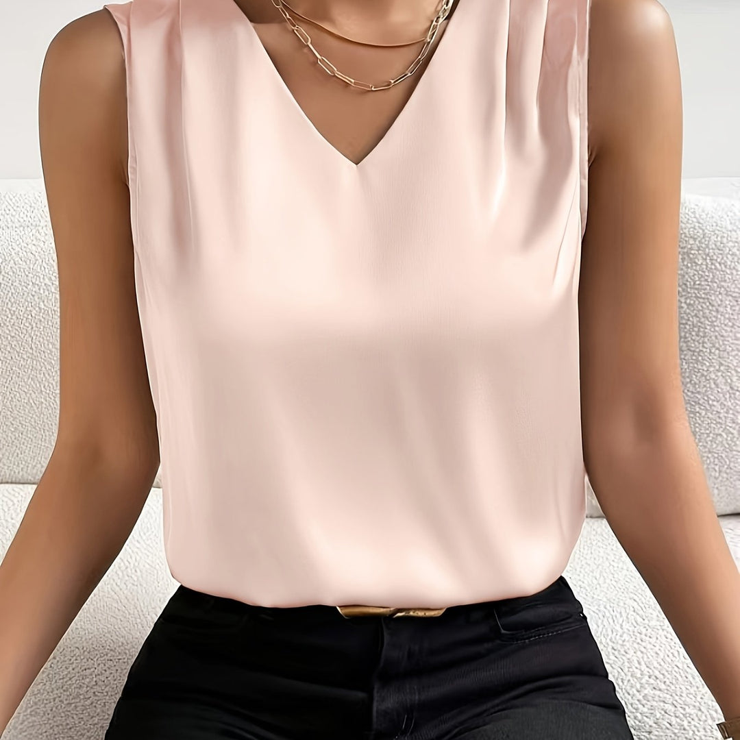 Sleeveless V-Neck Top for Women, Elegant Style