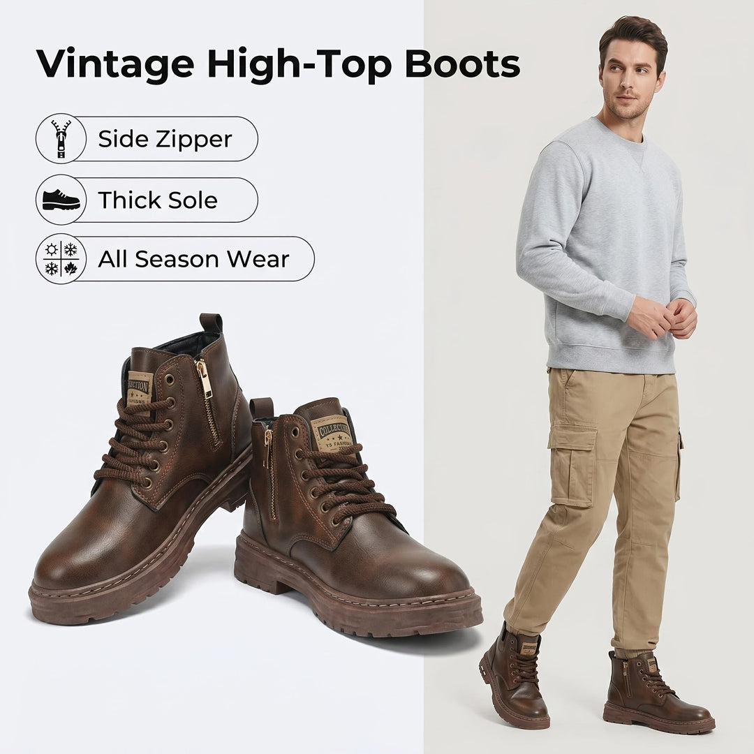 Rugged Lace-Up Ankle Boots for Men