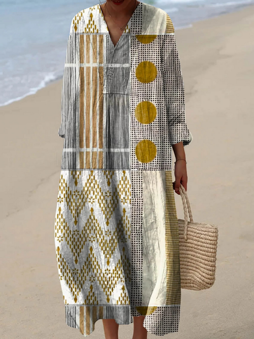 Abstract Geometric Pattern Dress for Women