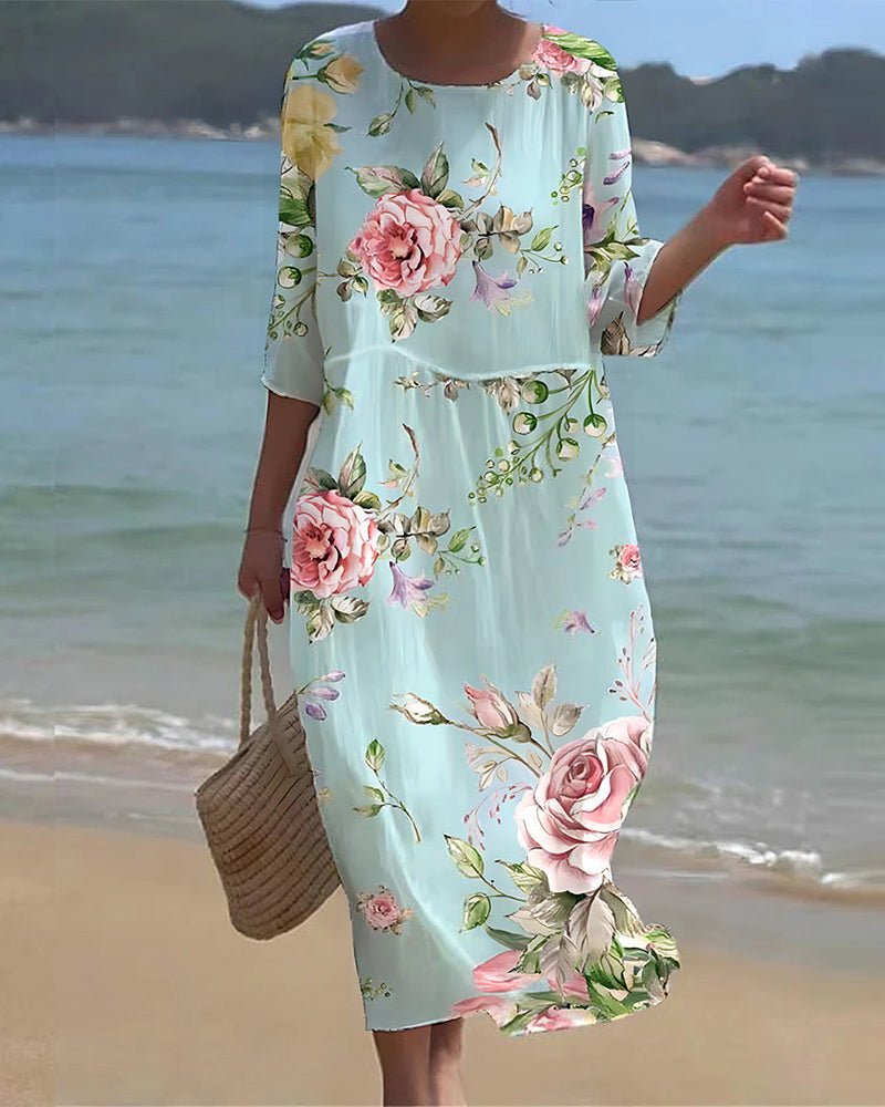 Sunset Flower Dress for Women, Elegant Style