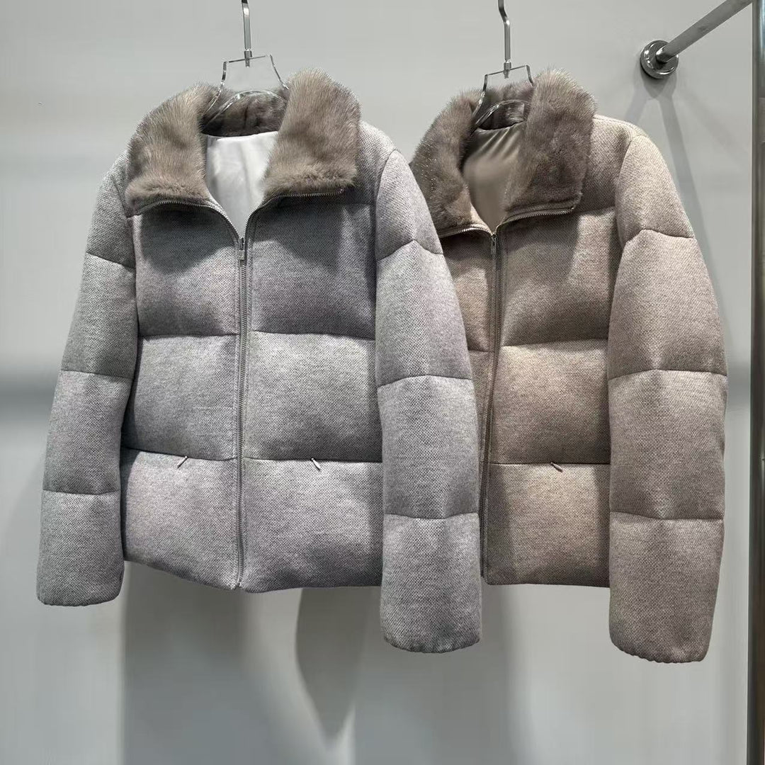 Women's Winter Puffer Jacket – Gray, Khaki