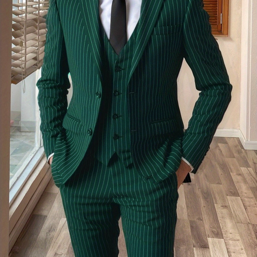 Pinstripe Three-Piece Suit for Men, Plus Size