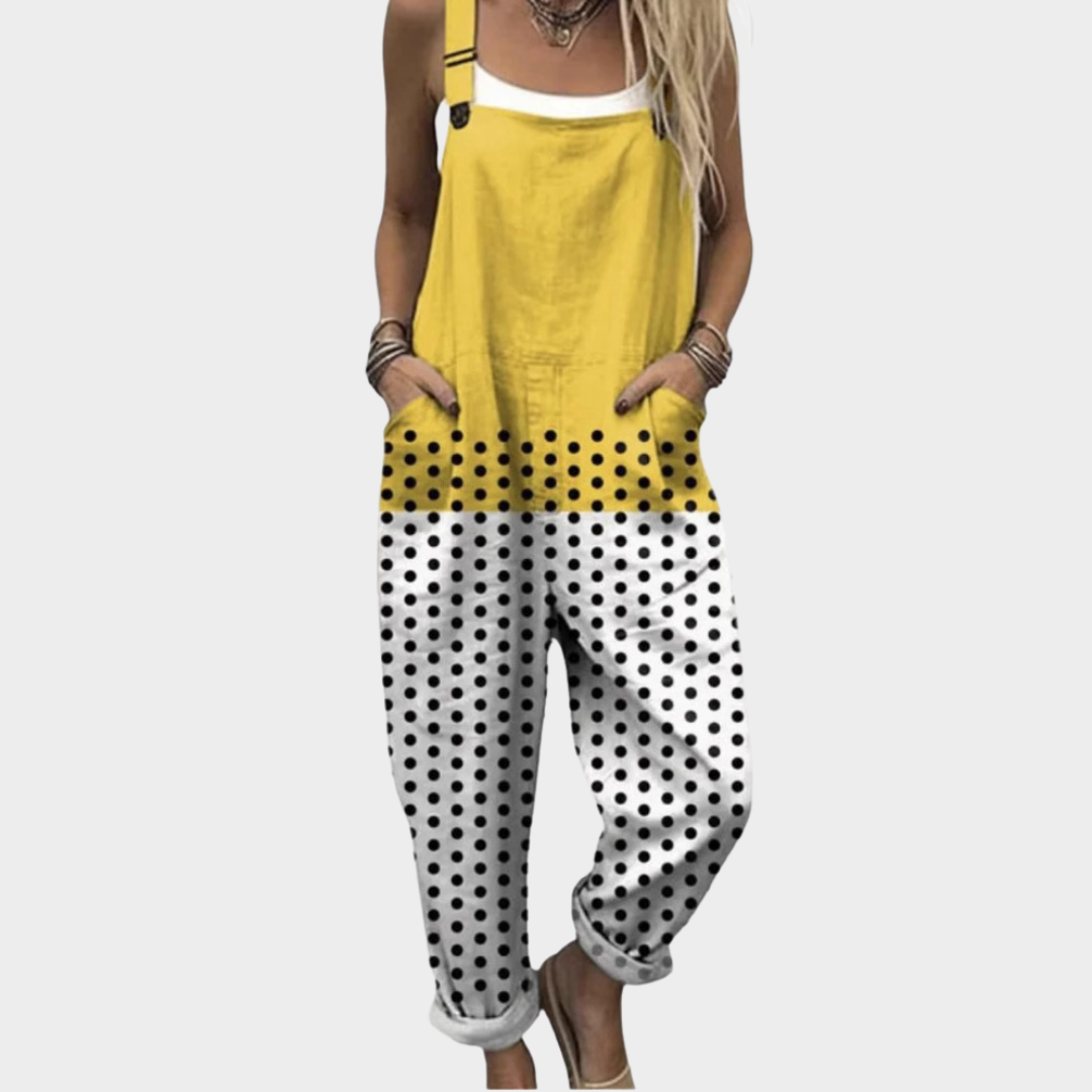 Yellow Stylish Multicolor Dotted Jumpsuit for Women