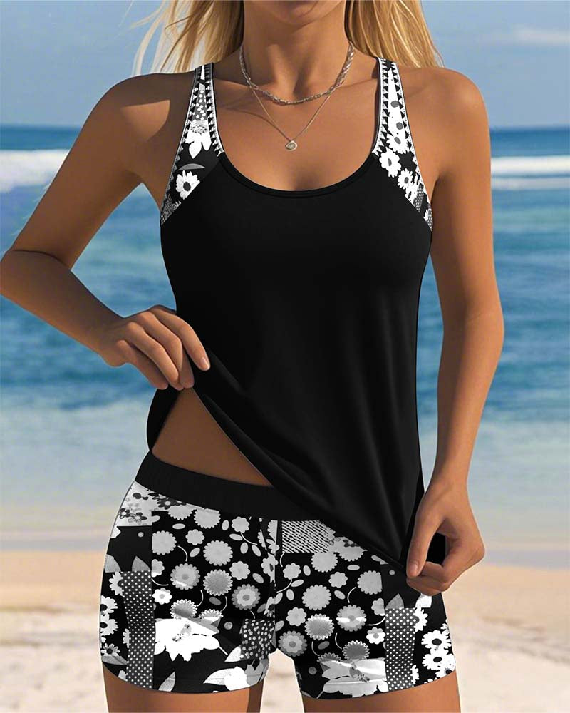 Trendy Printed Swimsuit Set for Women, Plus Size