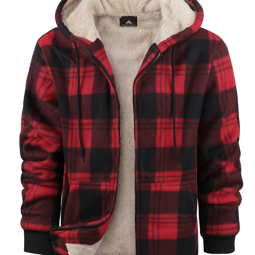 Hooded Zip-Up Jacket, Men's Cozy Fit