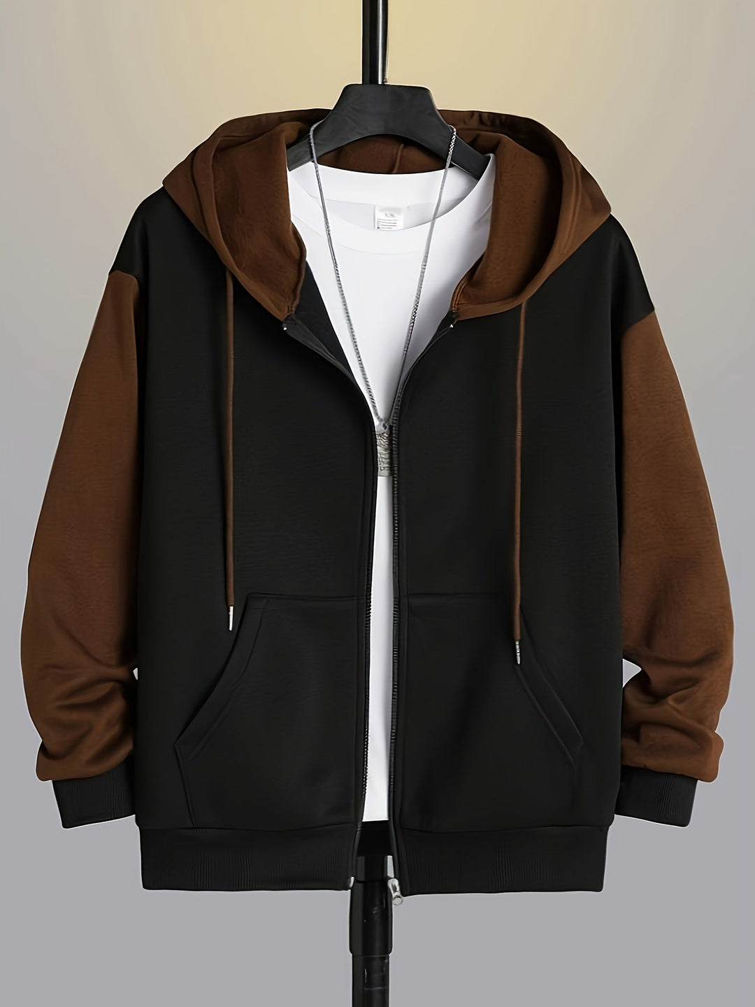 Color Block Zip-Up Hoodie for Men