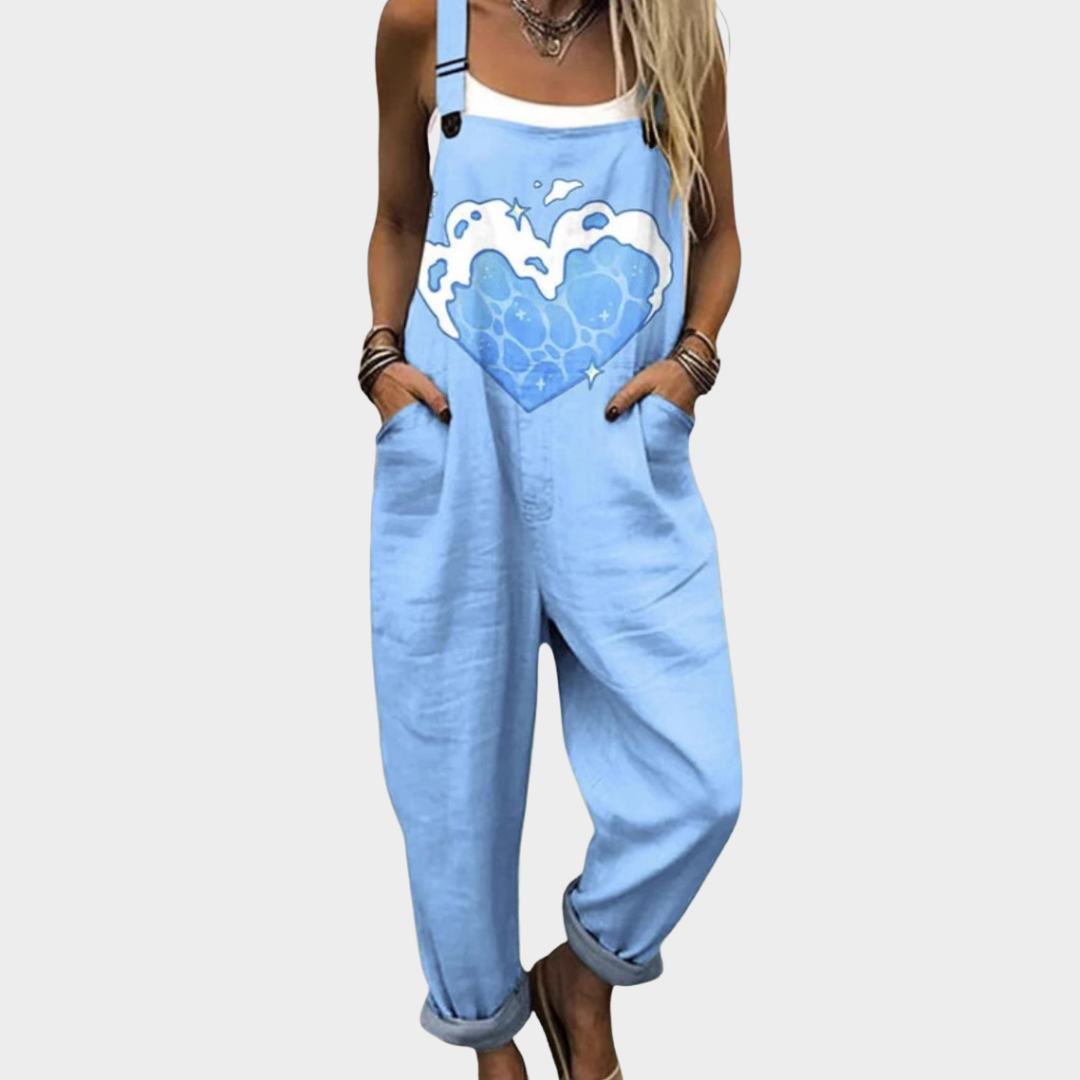 Pocket Art Jumpsuit for Women, Casual Style