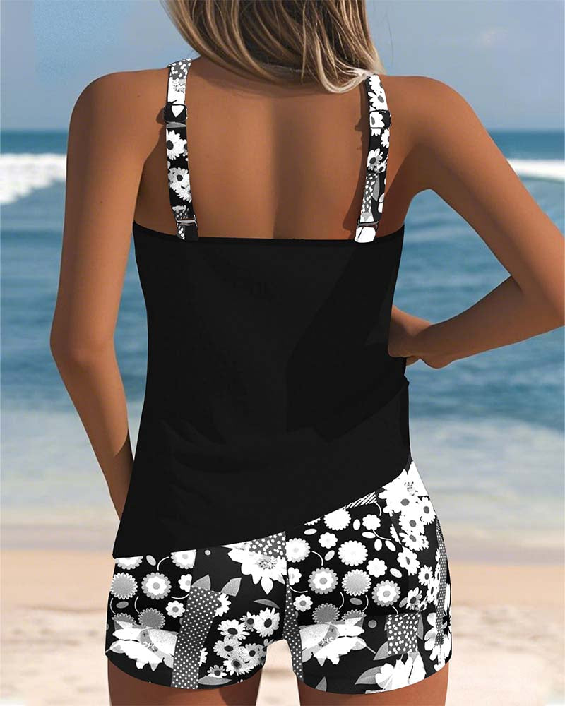 Trendy Printed Swimsuit Set for Women, Plus Size
