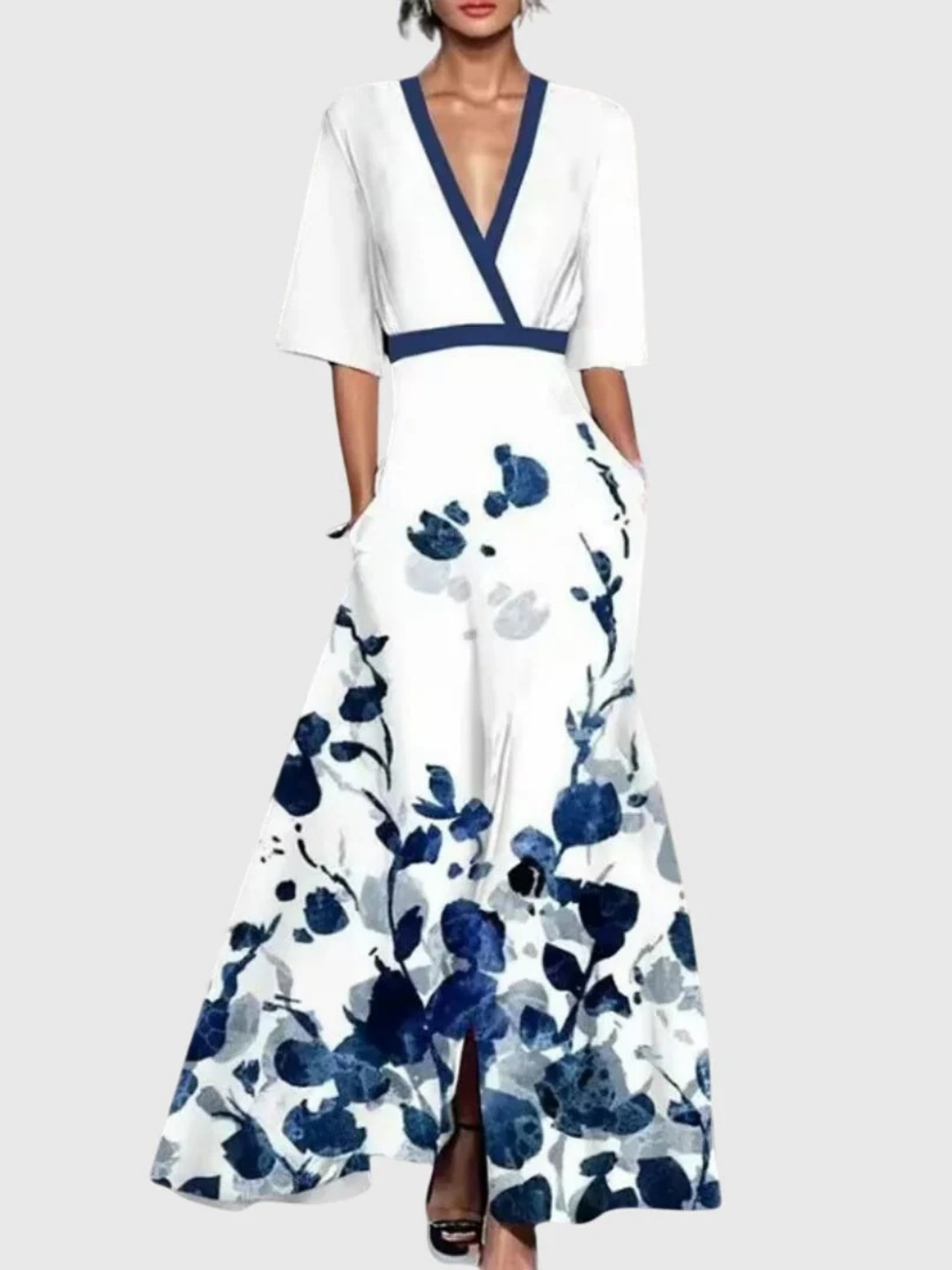 Floral Spring V-Neck Dress, Women's Elegant Fit
