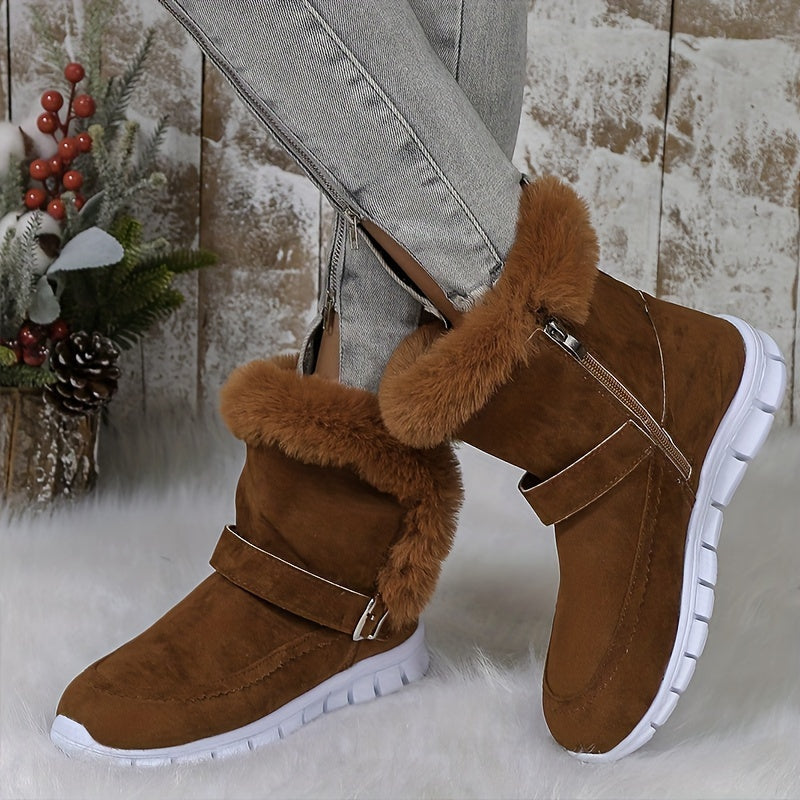 Plush-Trimmed Winter Boots for Women, Cozy Style
