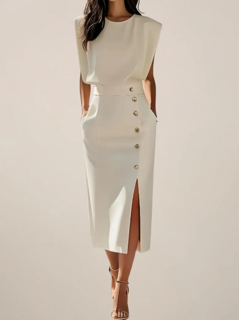 Midi Dress with Side Slit for Women