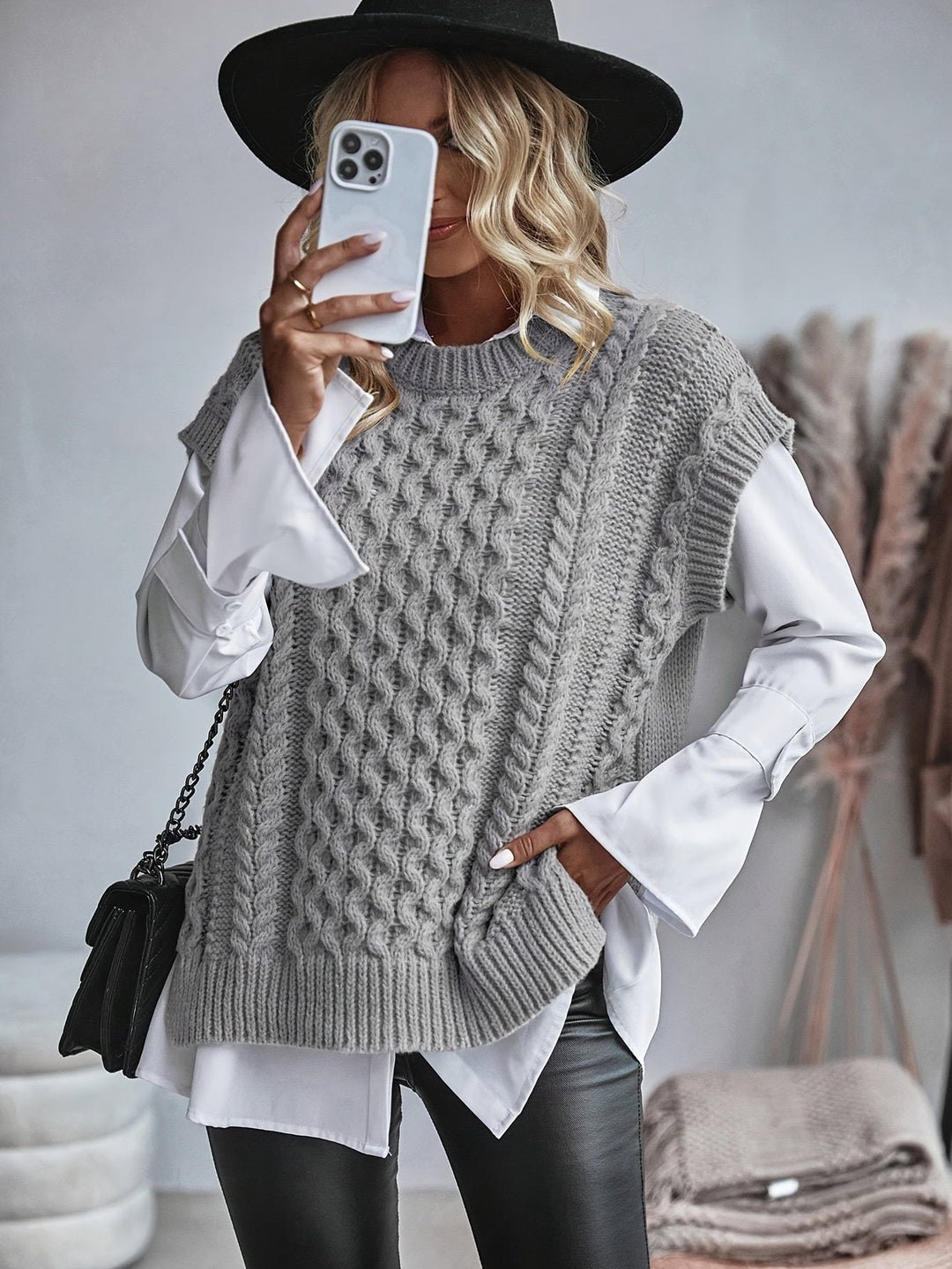 Cable-Knit Sweater Vest for Women, Cozy Style