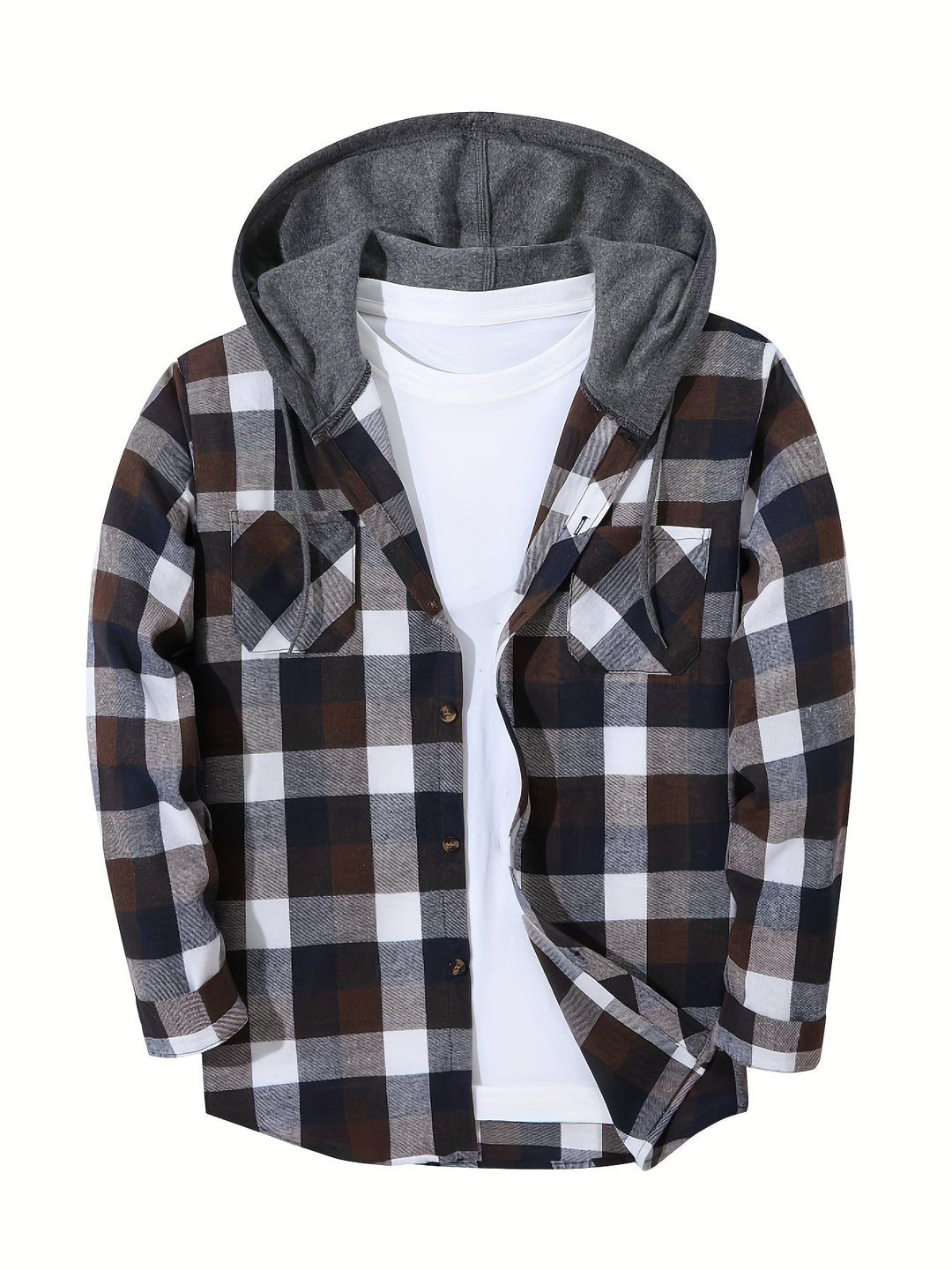 Checked Hooded Shirt for Men
