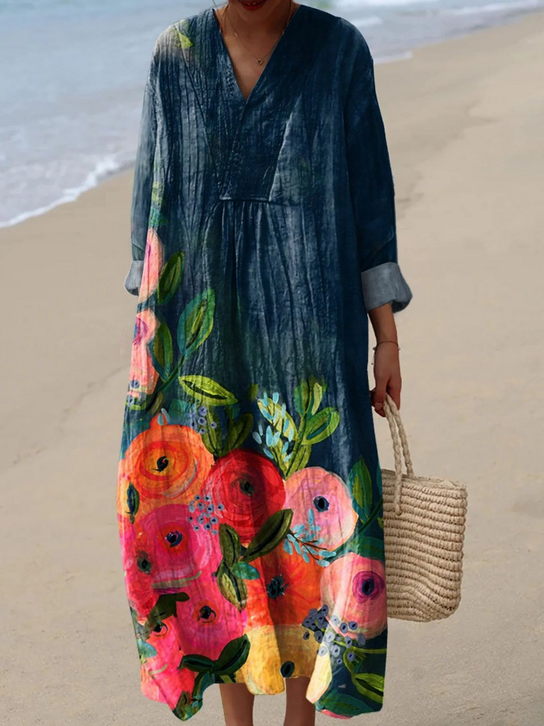 Stylish Flower Art Print Dress for Women, Plus Size