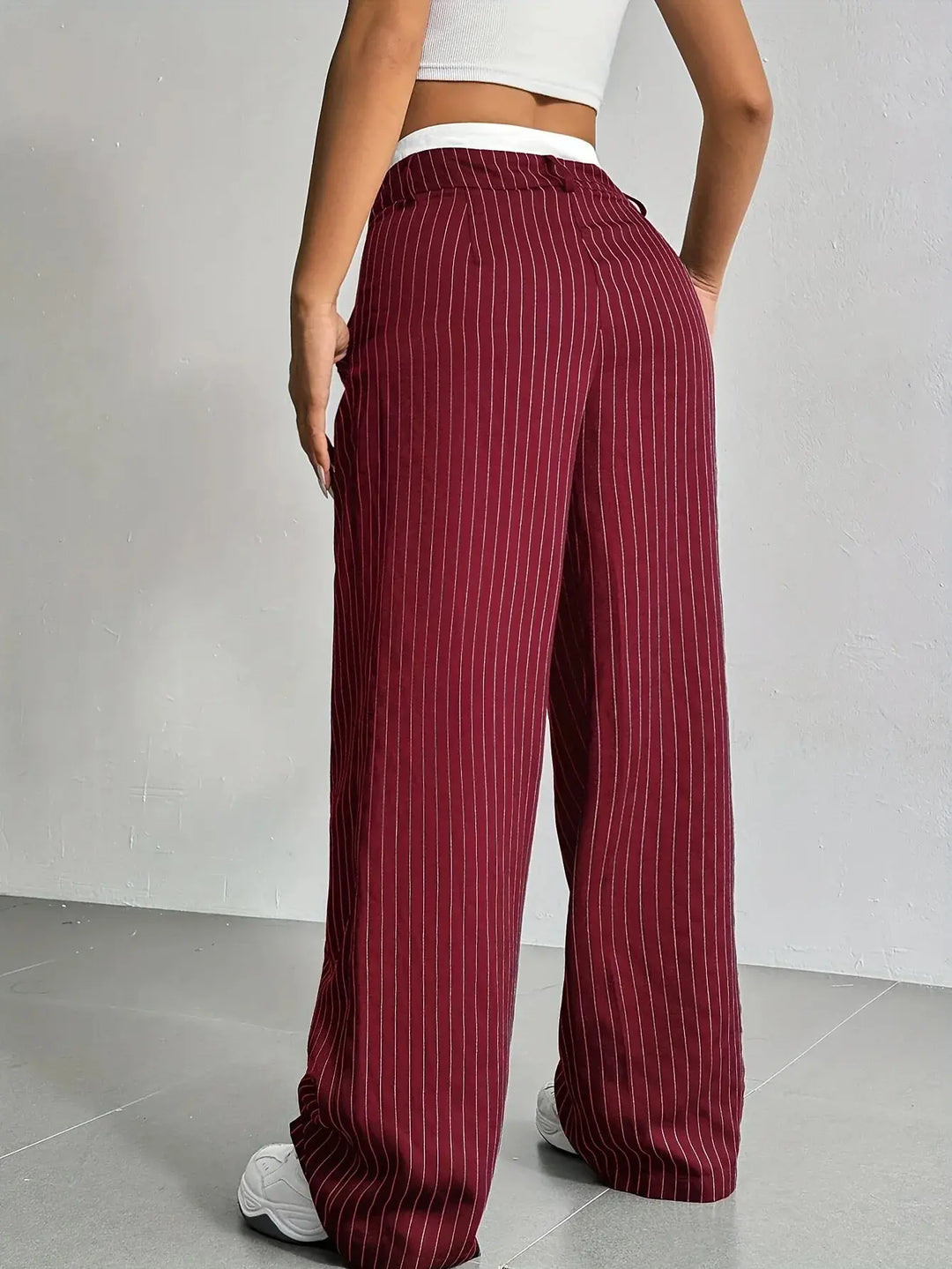 Striped Wide Pants for Women, Casual Style