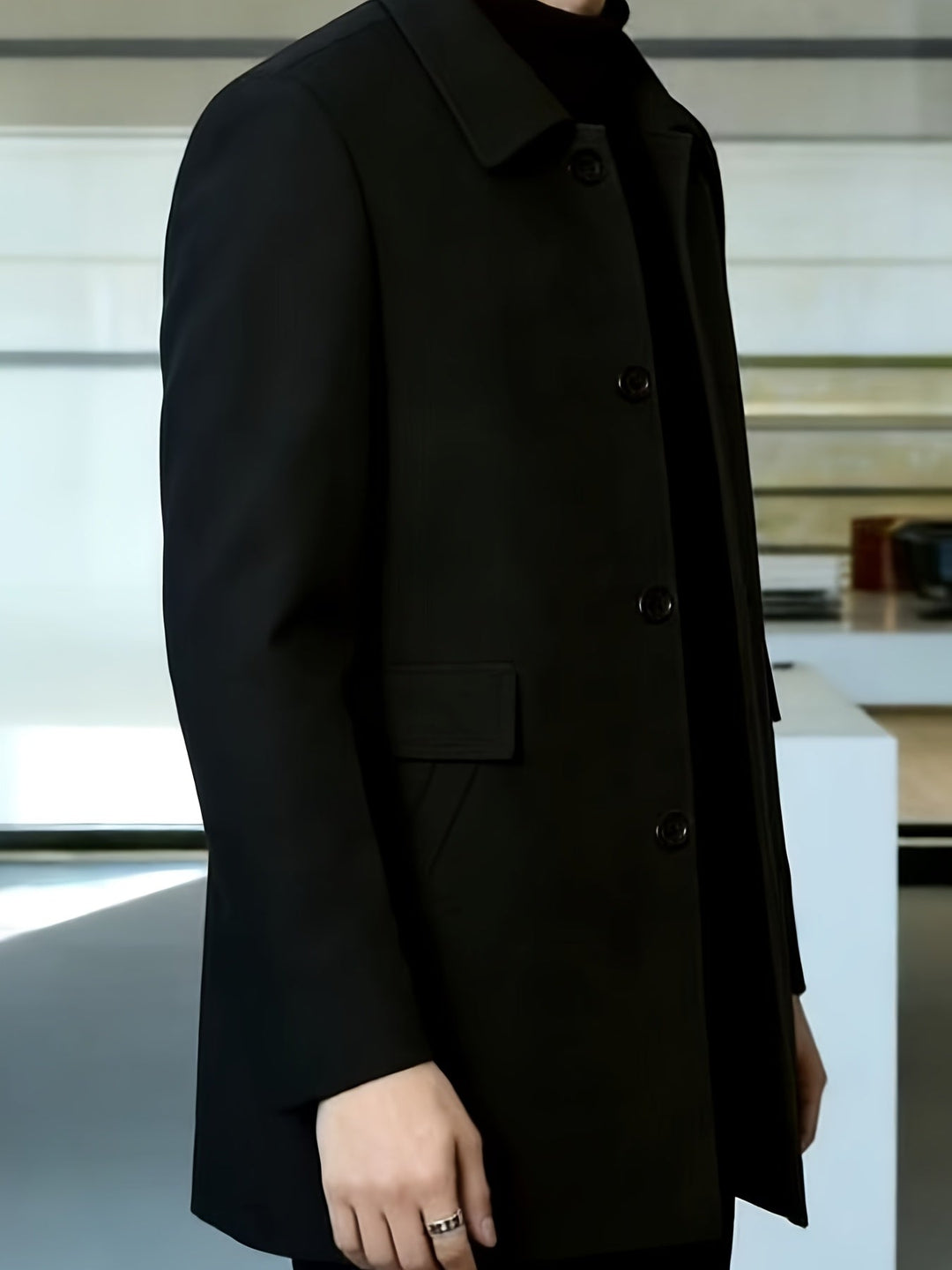 Single-Breasted Overcoat, Men's Refined Fit