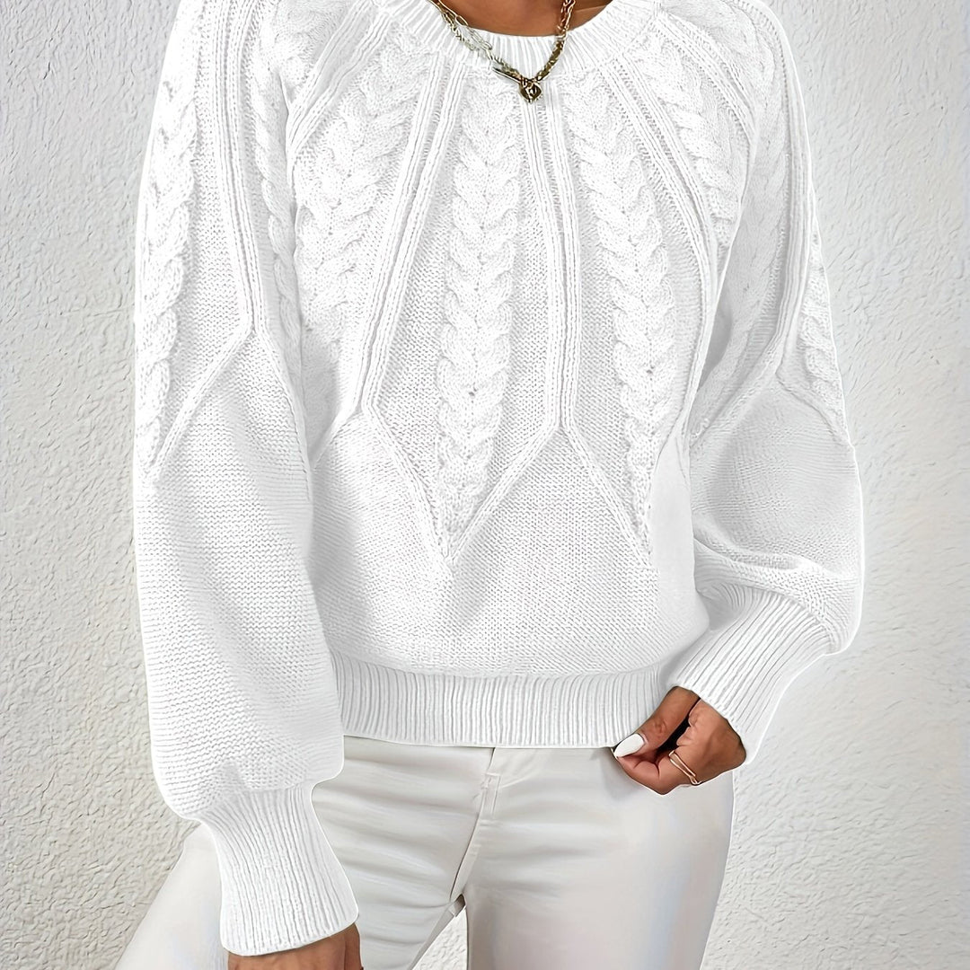 Cable-Knit Round-Neck Sweater for Women