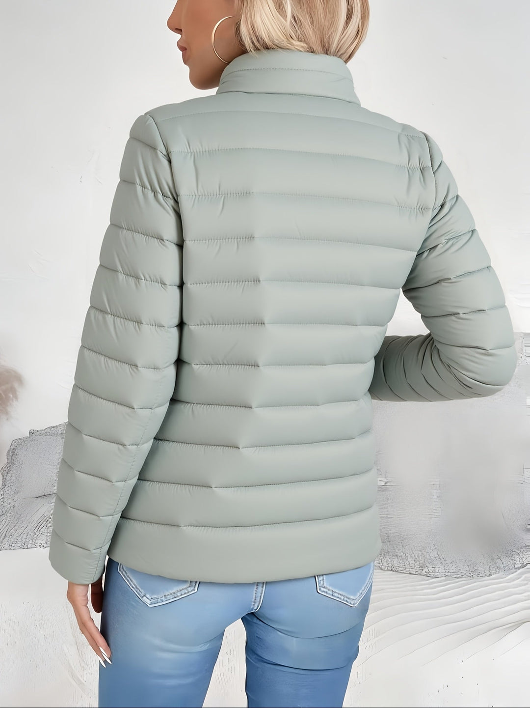 Stand-Collar Puffer Jacket for Women, Lightweight Style