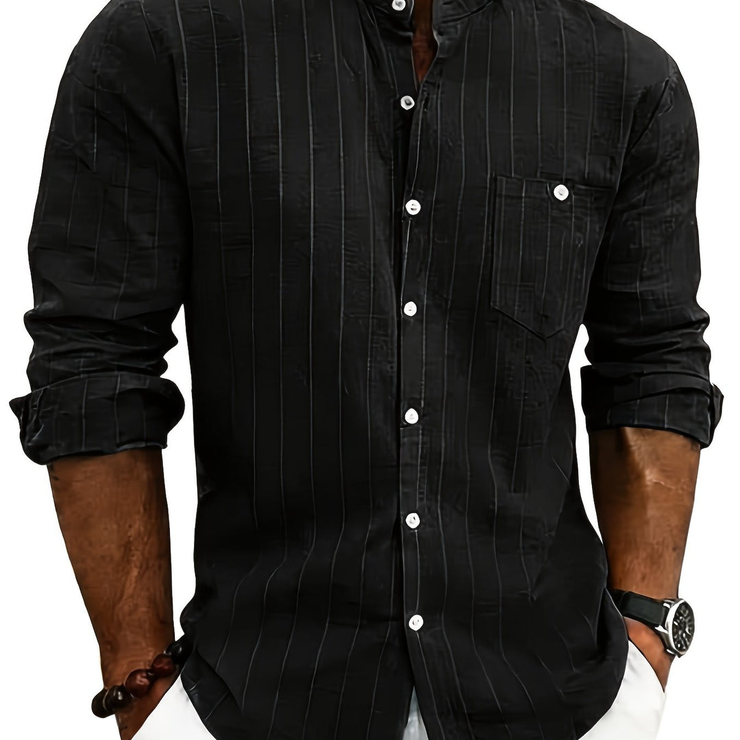 Men's Striped Button-Up Shirt