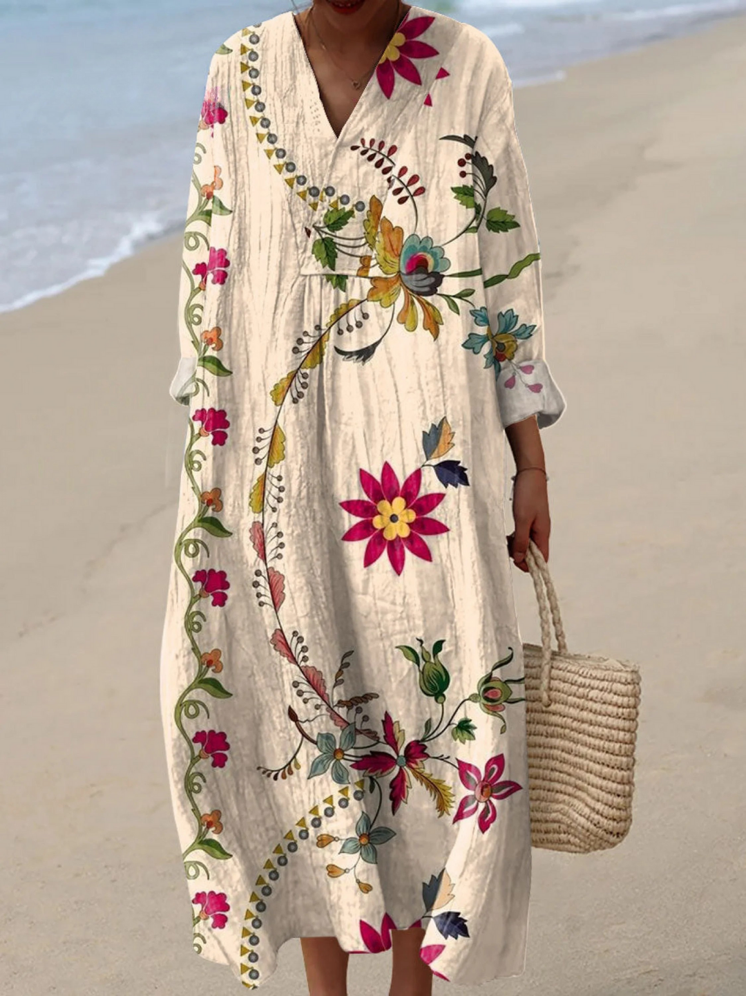 Floral Art Print Dress, Women's Vintage Fit
