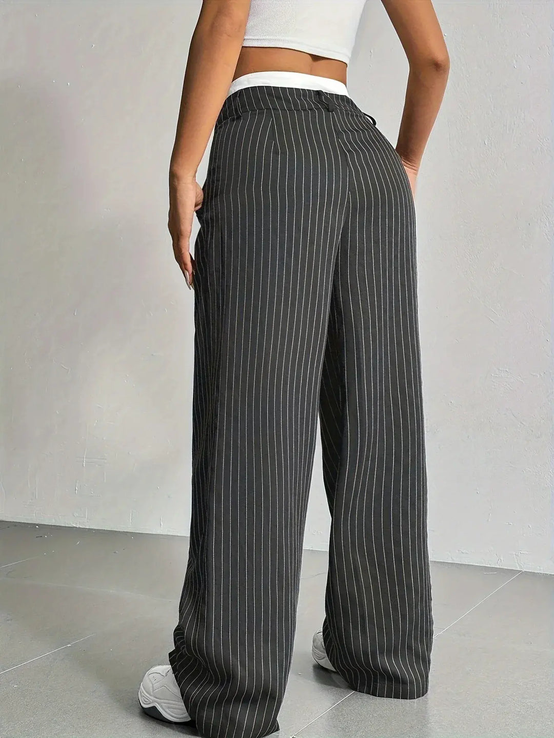 Striped Wide Pants for Women, Casual Style