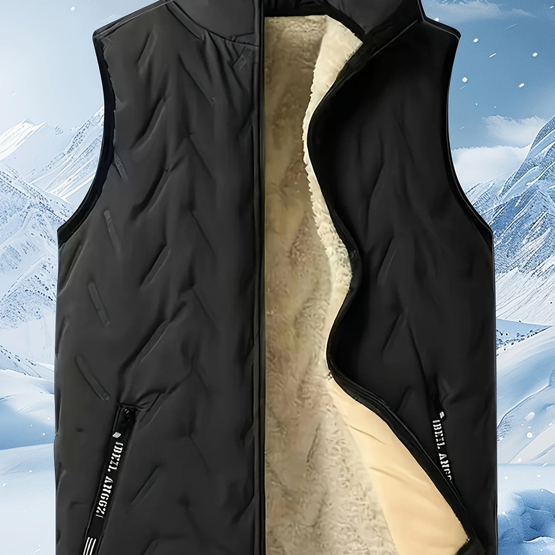 Black Fleece-Lined Sleeveless Vest for Men