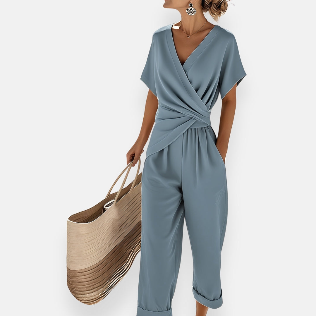Draped Bow Detail Jumpsuit for Women, Plus Size
