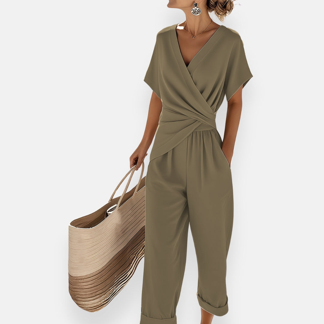 Draped Bow Detail Jumpsuit for Women, Plus Size