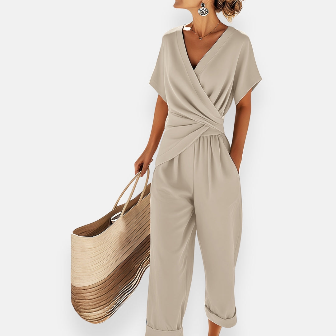 Draped Bow Detail Jumpsuit for Women, Plus Size