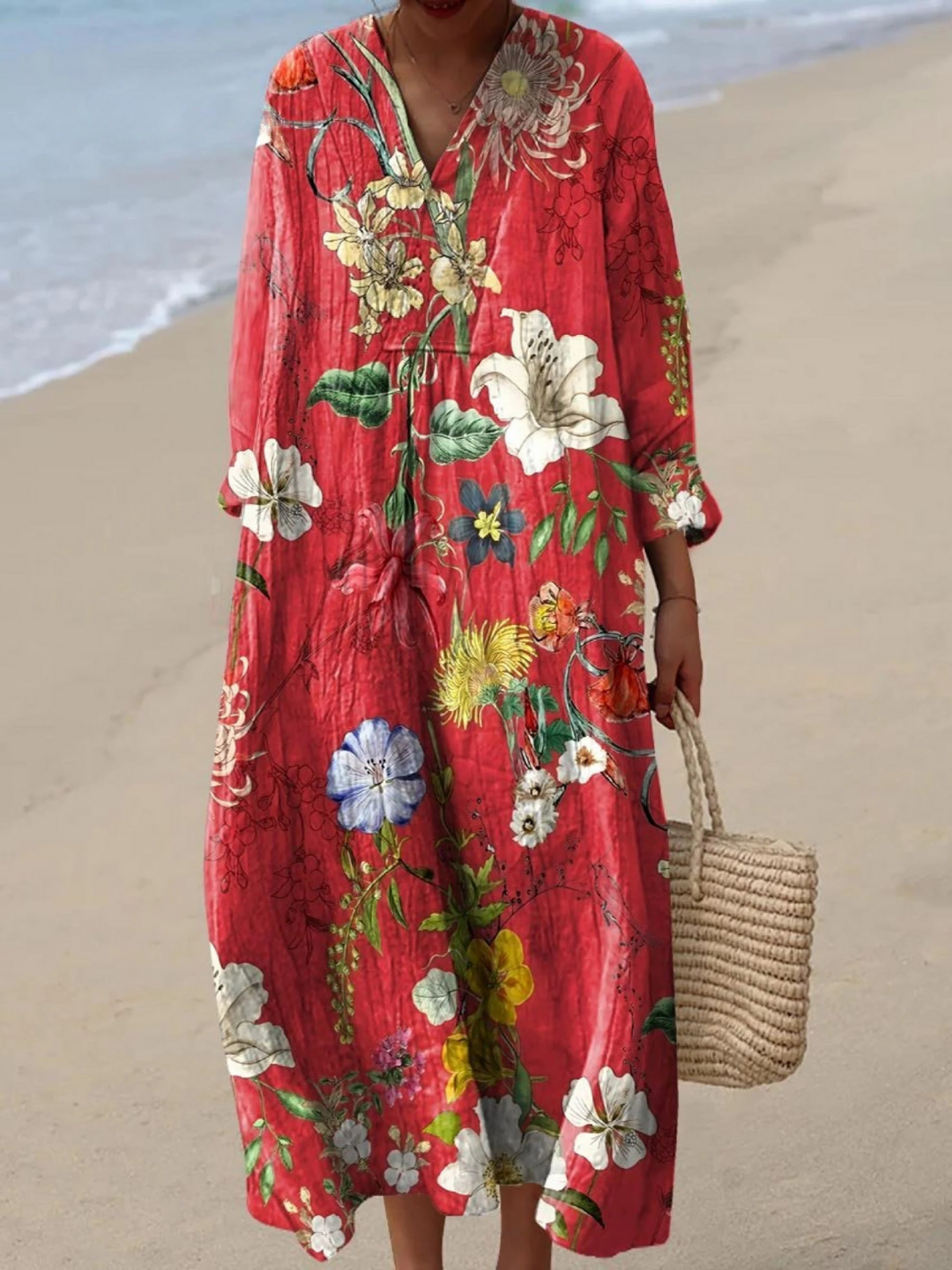 Multicolor Vintage Lovely Floral Art Print Dress for Women