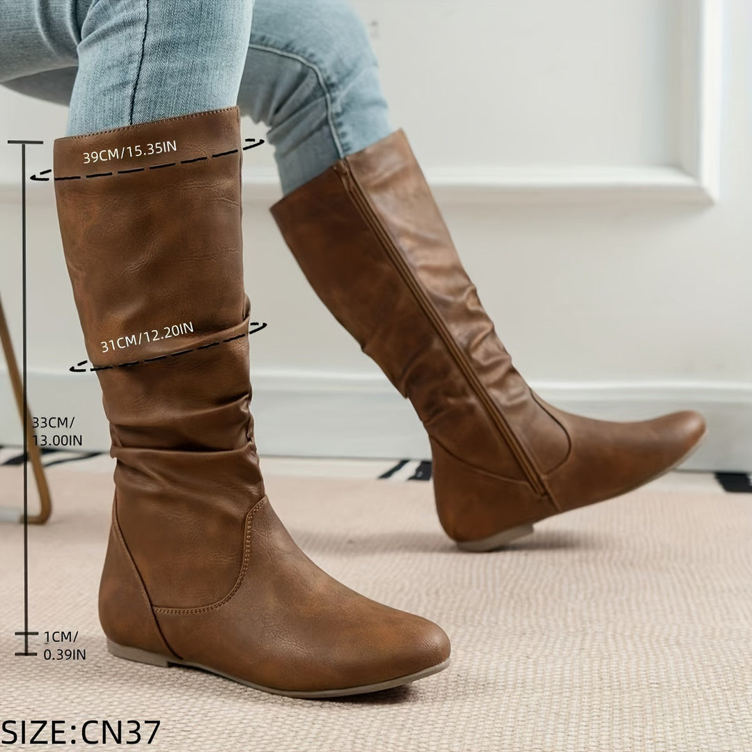 Slouched Mid-Calf Boots for Women