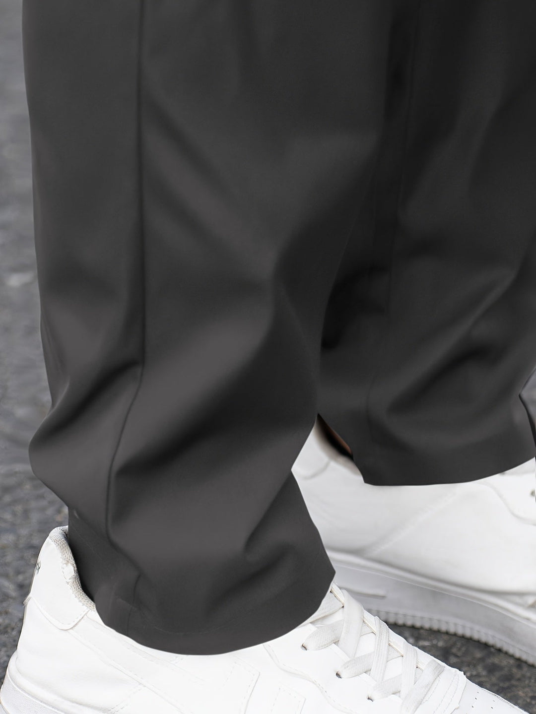Dark Gray Tailored Straight-Leg Trousers for Men