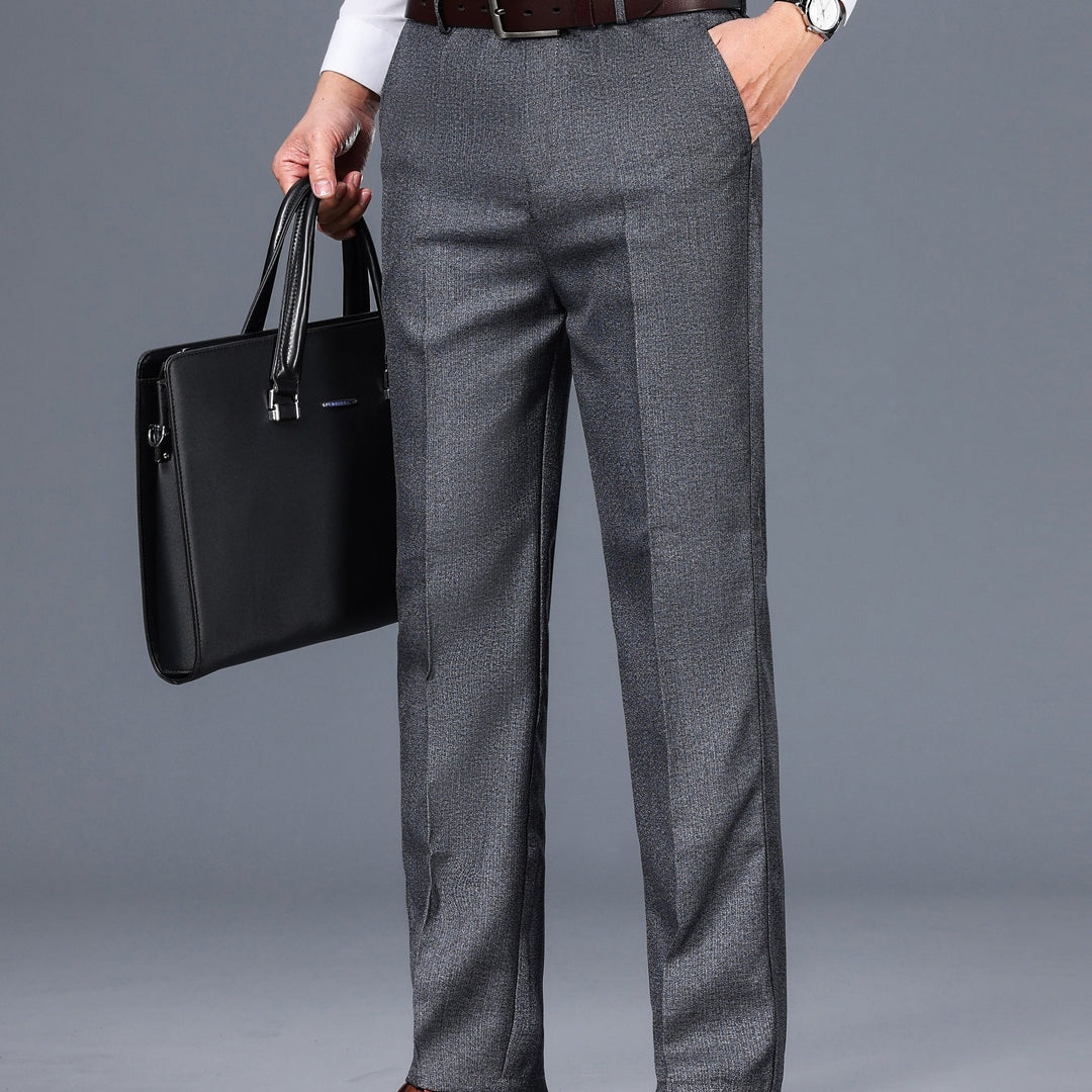 Grey Tailored Straight-Leg Trousers for Men
