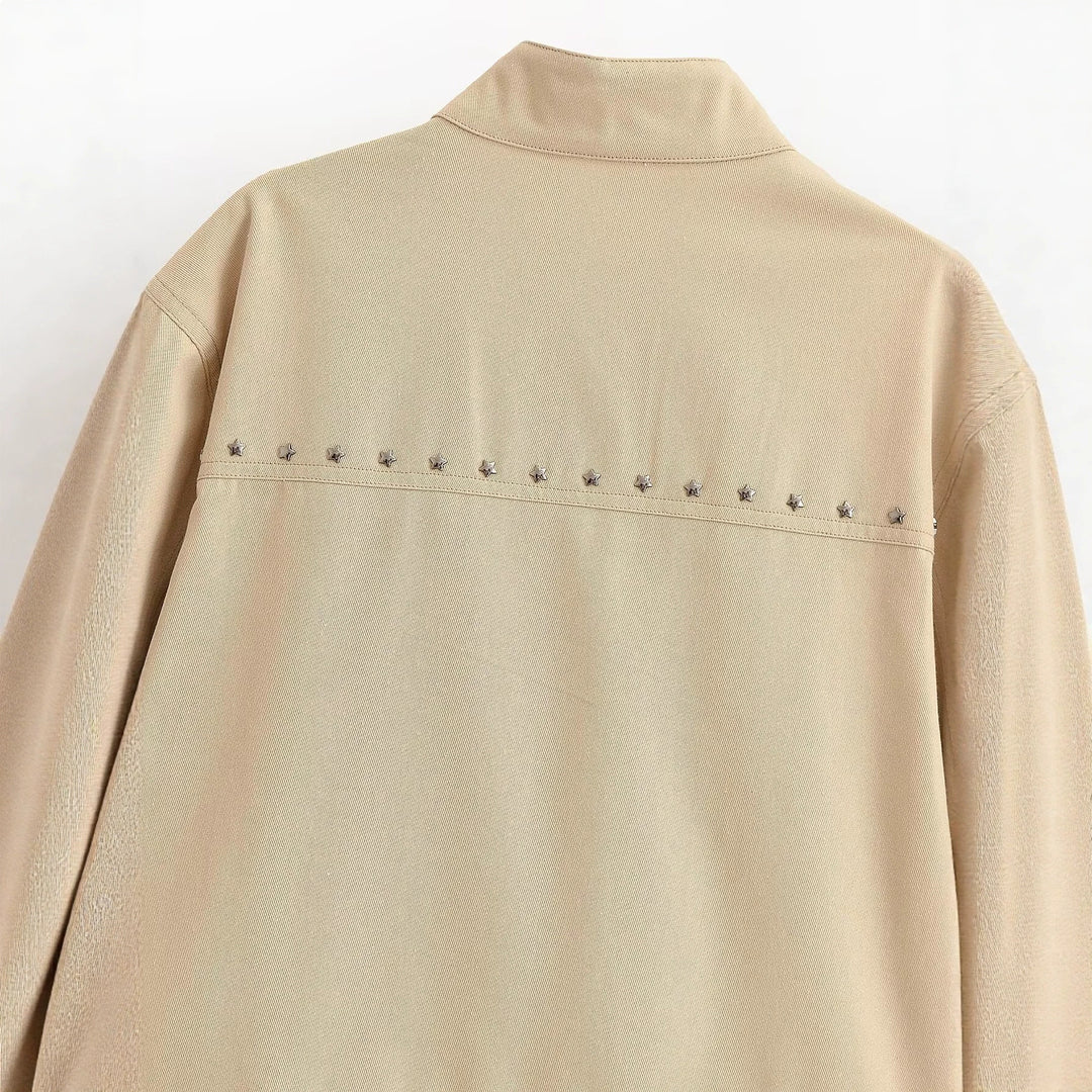 Women's Cropped Jacket – Collared, Khaki