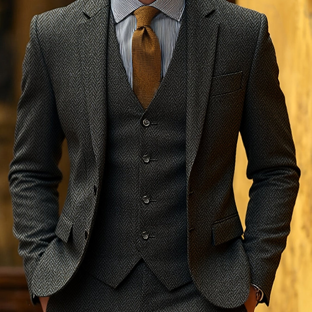 Refined Three-Piece Suit for Men, Plus Size