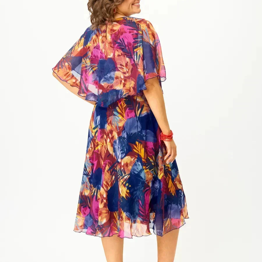 Floral Midi Dress for Women, Plus Size