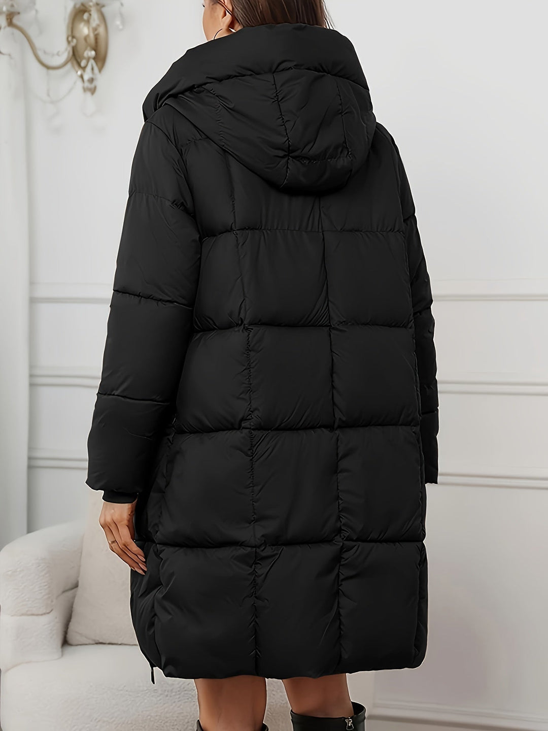 Hooded Longline Puffer Coat for Women