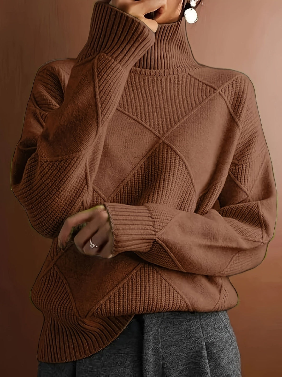 Turtleneck Sweater for Women, Textured Style