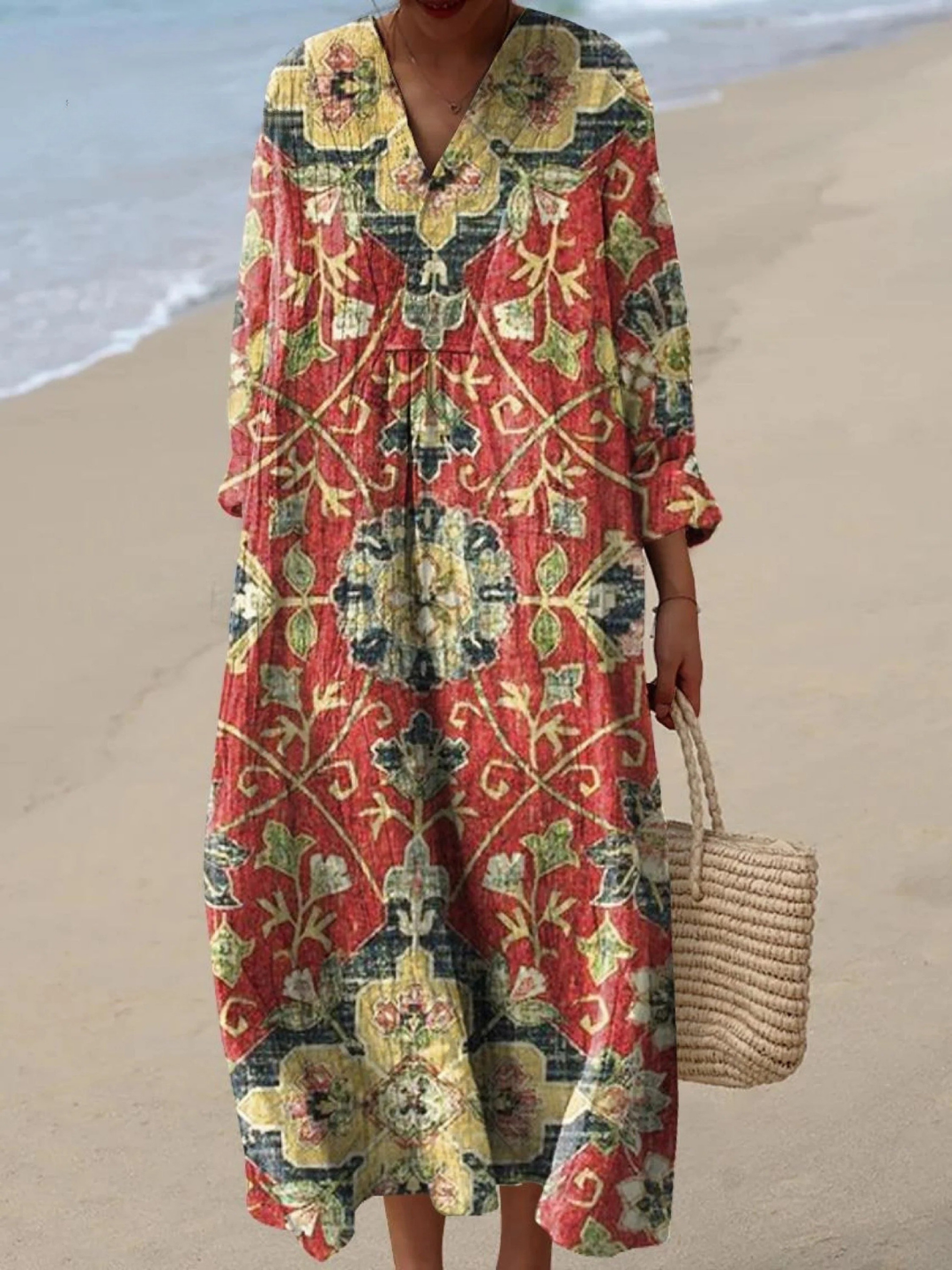 Vintage Floral Art Flowy Dress for Women