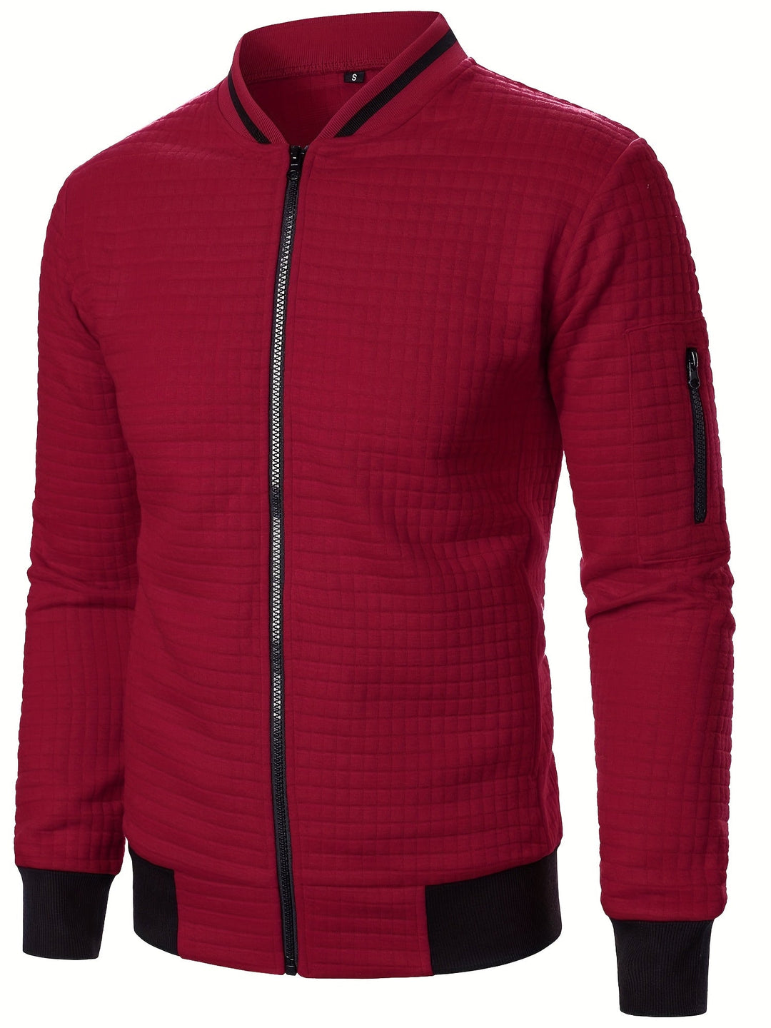 Textured Zip-Up Bomber Jacket for Men, Plus Size