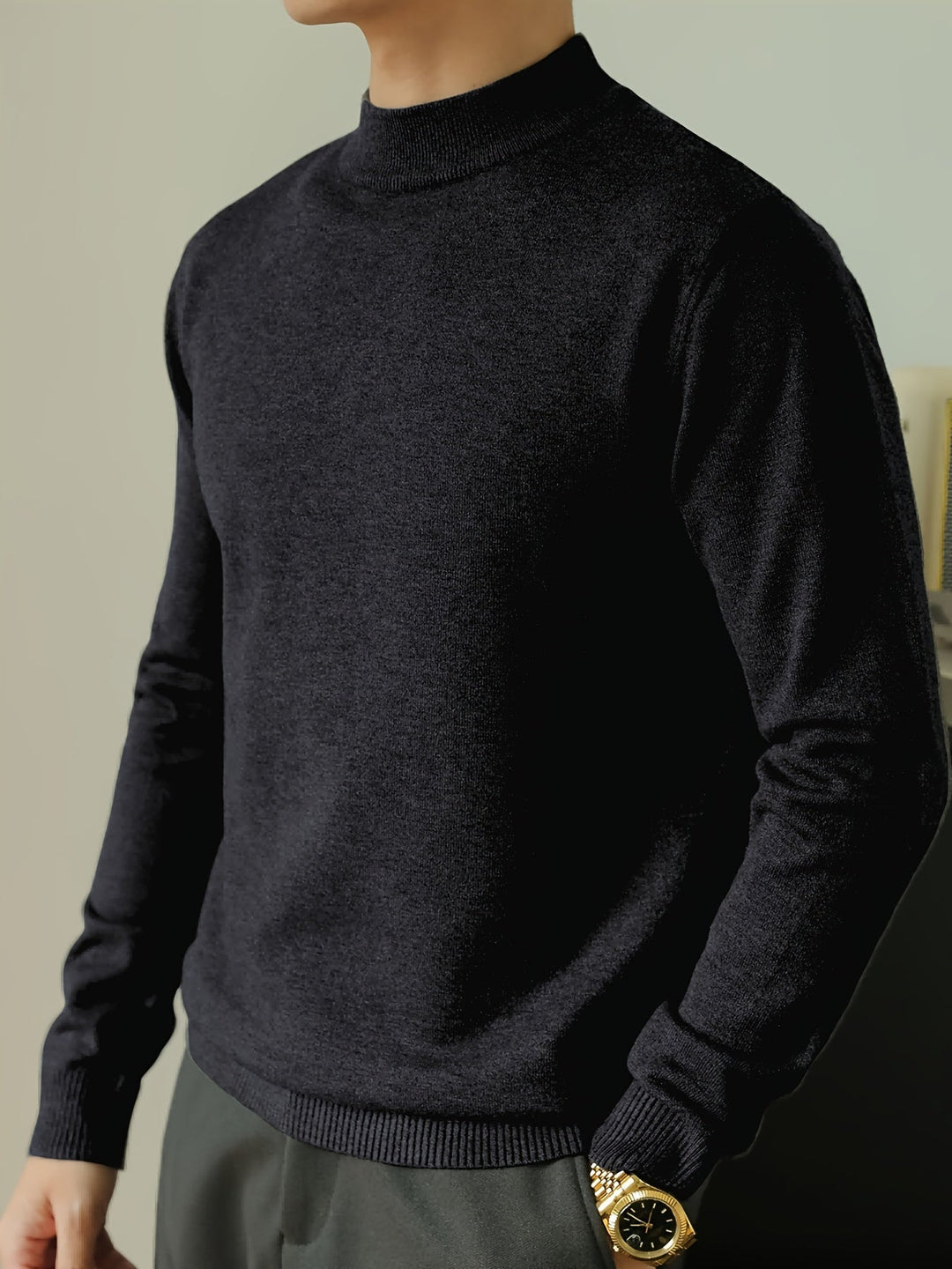 High-Neck Sweater for Men, Refined Style